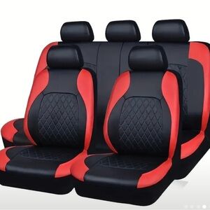 (Back seat ONLY) Elegant Black and Red Quilted Car Seat Covers